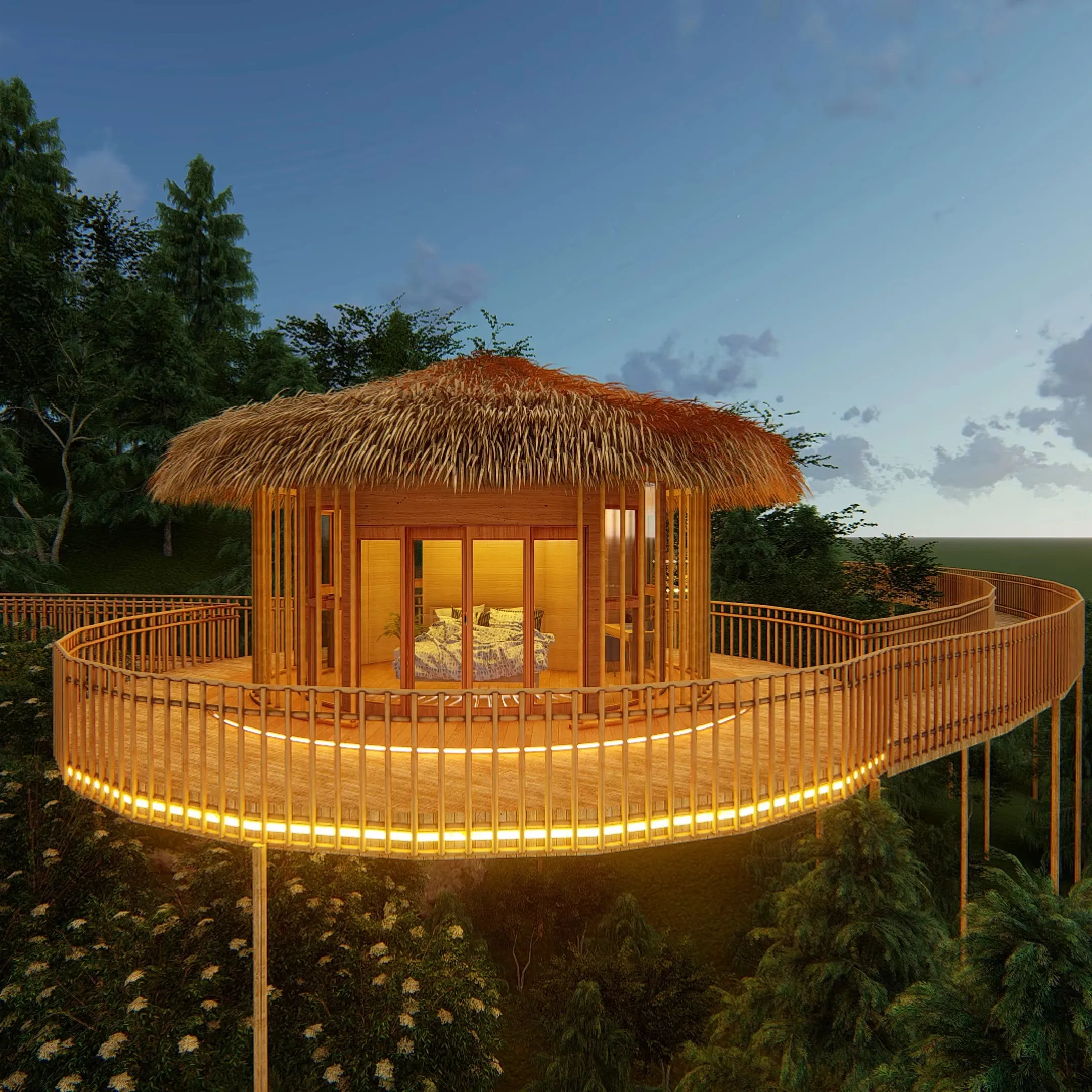 Modern All-Season Eco-Friendly Durable Aluminum Tree House Glamping Villa Insulated Waterproof Walls Apartment Holiday Home