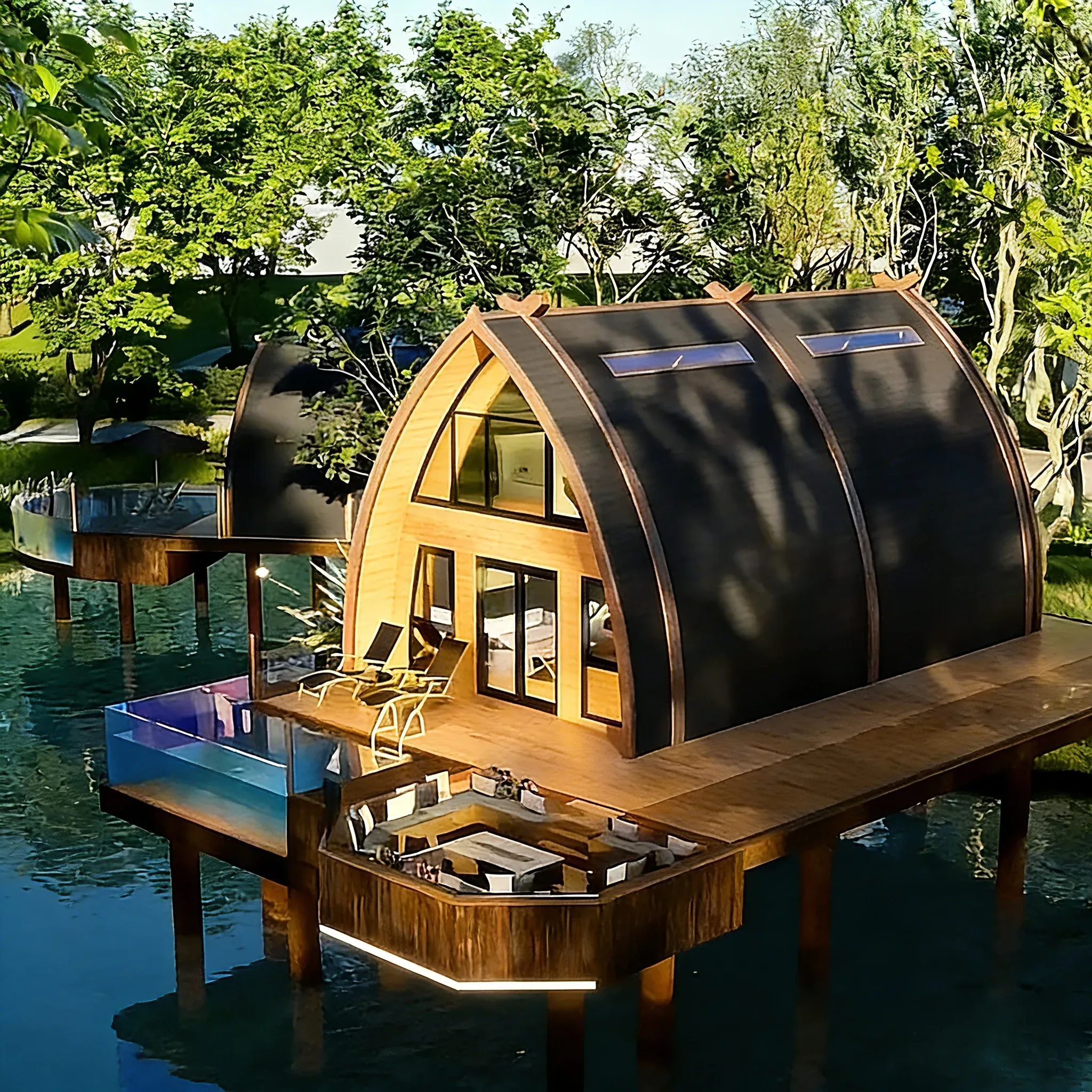 Durable Eco-Friendly Irregular Shape Modern Natural Villa Aluminum Prefab House Hotel Camping Vacation Hiking Easy Installation