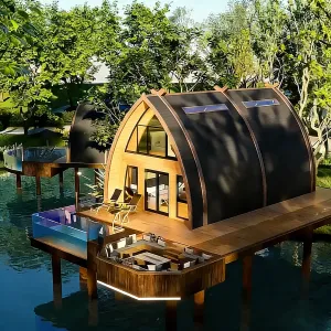 Durable Eco-Friendly Irregular Shape Modern Natural Villa Aluminum Prefab House Hotel Camping Vacation Hiking Easy Installation