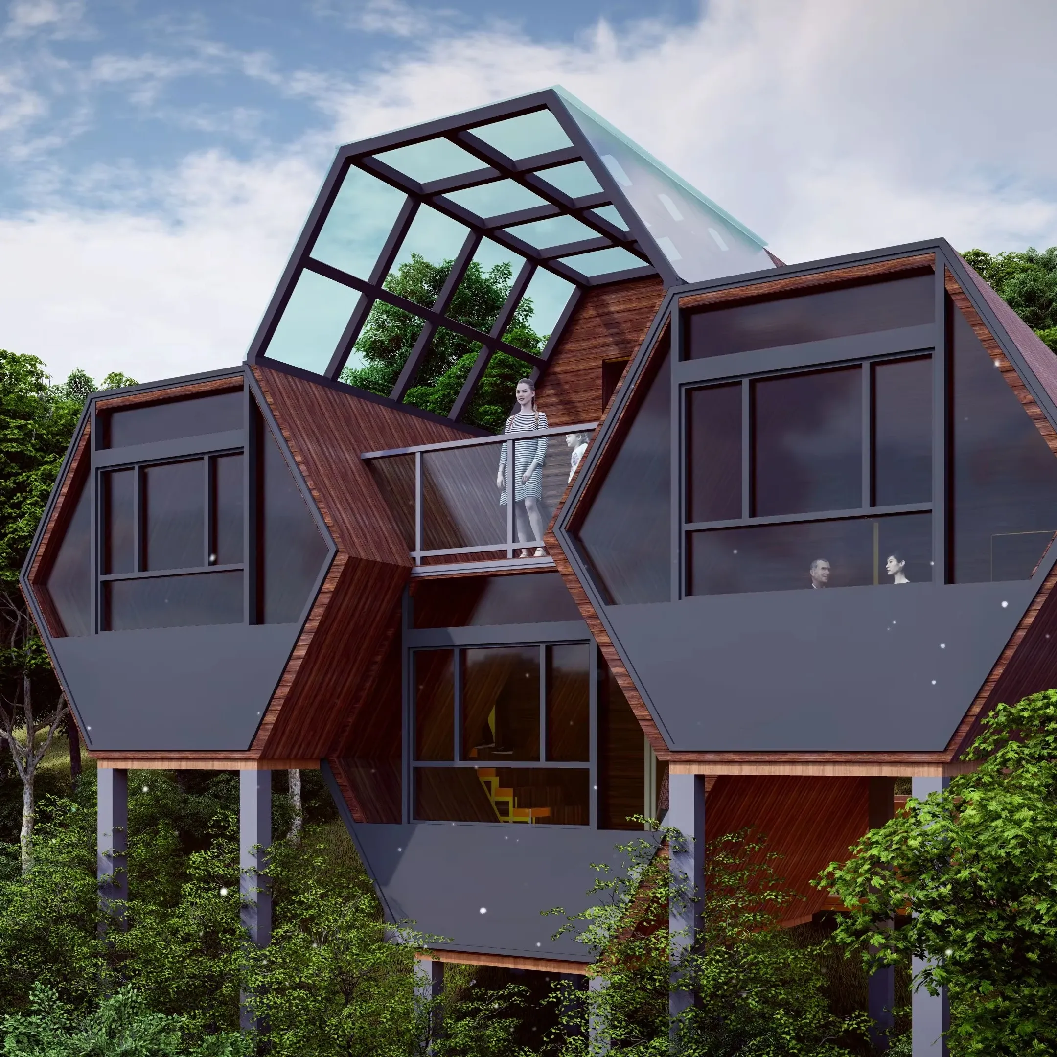 Luxury Modular Hexagonal-shaped Aluminum Container House for Hotels & Apartments with Fast Installation