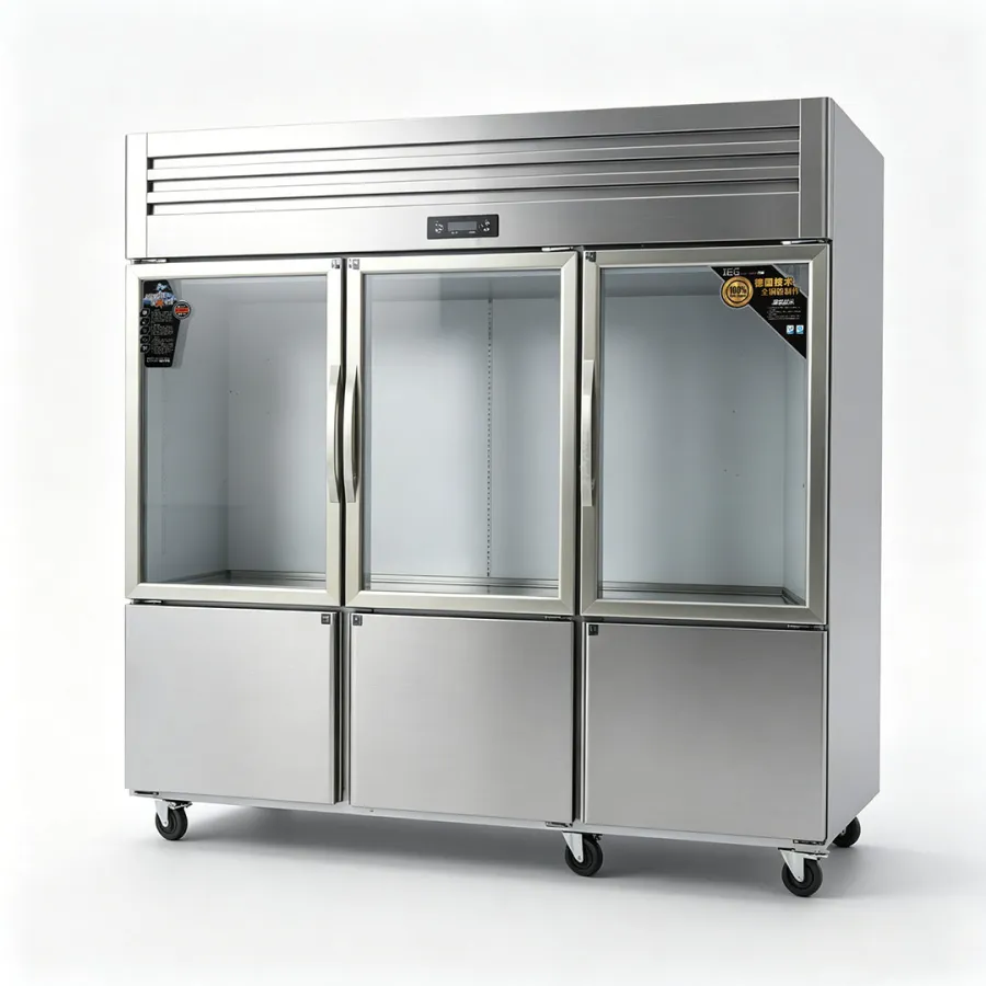 ตู้แช่เชิงพาณิชย์อเนกประสงค์อุณหภูมิคู่ประตูกระจกหกบาน