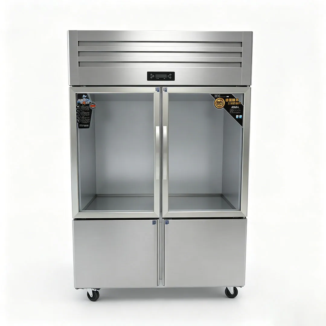 ตู้แช่เย็นอุณหภูมิ 2 ประตูเชิงพาณิชย์ 4 ประตูพร้อมประตูกระจกใสด้านบน