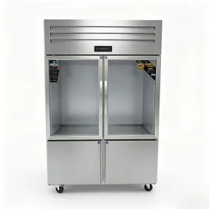 ตู้แช่เย็นอุณหภูมิ 2 ประตูเชิงพาณิชย์ 4 ประตูพร้อมประตูกระจกใสด้านบน