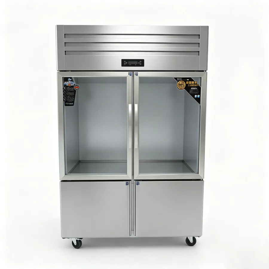 ตู้แช่เย็นอุณหภูมิ 2 ประตูเชิงพาณิชย์ 4 ประตูพร้อมประตูกระจกใสด้านบน
