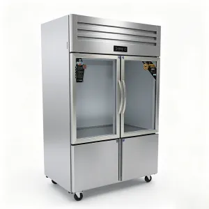 ตู้อเนกประสงค์ 4 ประตู Dual Temp พร้อมประตูกระจกด้านบนสำหรับถนอมอาหาร