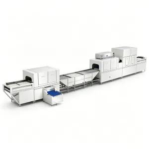 สายการประกอบการล้างจานขนาดใหญ่เชิงพาณิชย์การฆ่าเชื้อการทำให้แห้ง