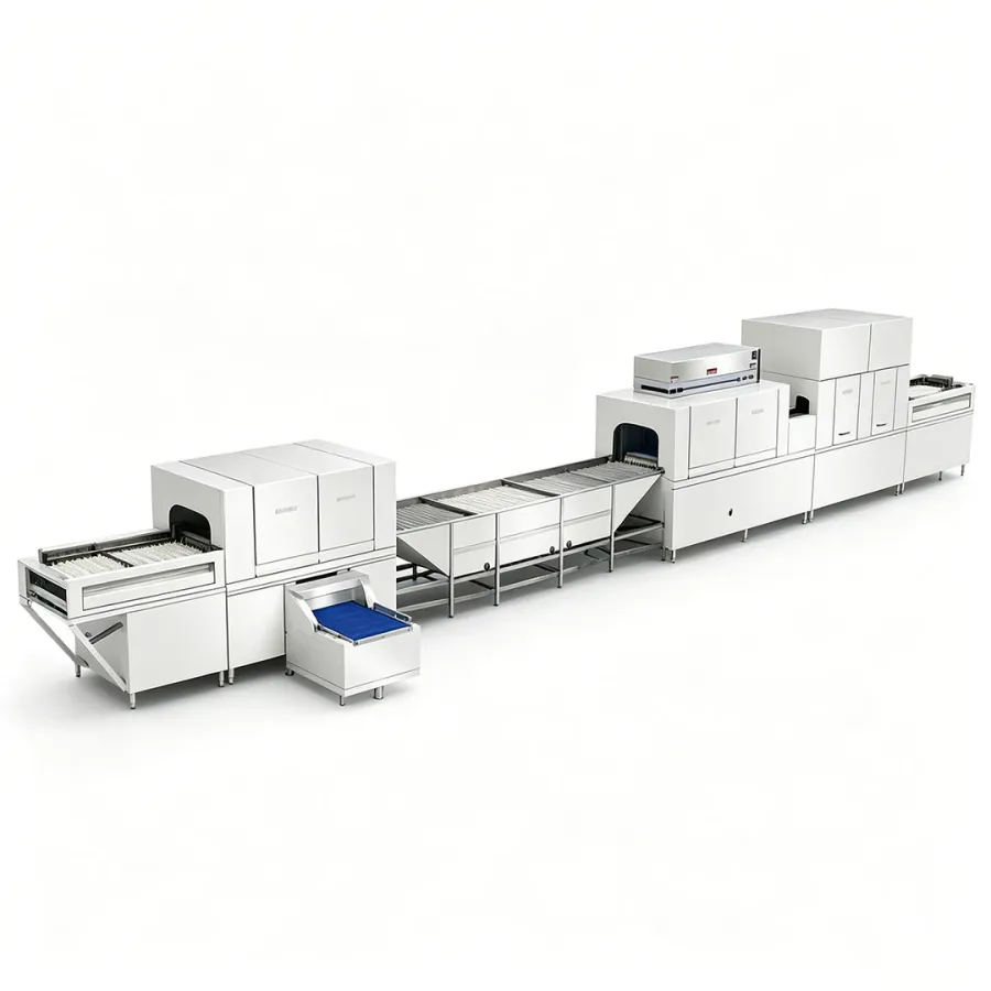 สายการประกอบการล้างจานขนาดใหญ่เชิงพาณิชย์การฆ่าเชื้อการทำให้แห้ง