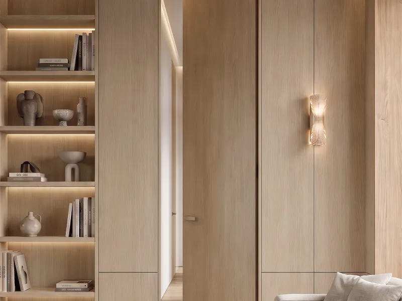 Sistema de puertas batientes de madera