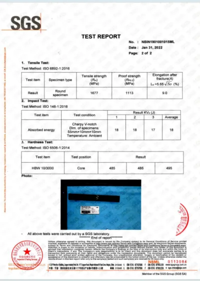 SGS TEST REPORT OF CUTTING EDGE