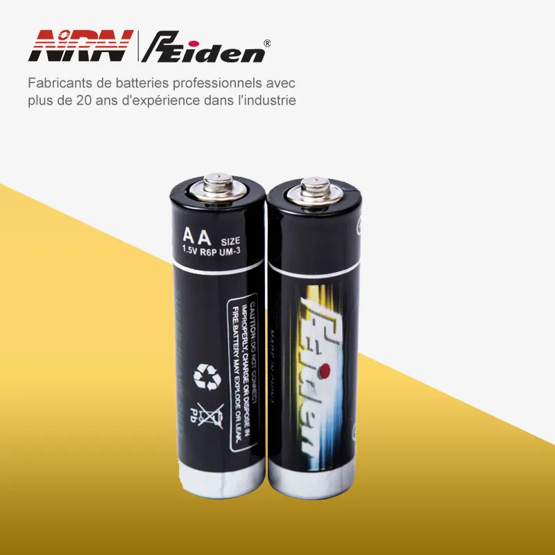 La batterie AA (R6, type de puissance haute puissance peut être représentée comme R6P, également disponible en taille AA)
