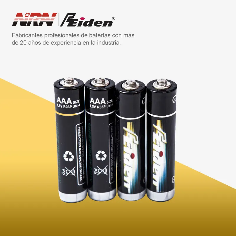 Batería AA (R03, Tipo de alta potencia se puede representar como R03P, también disponible como tamaño AAA)