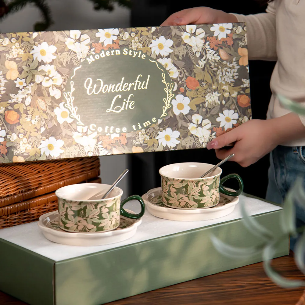 Ceramic Coffee Set Microwavable Drinkware Set for Afternoon Tea