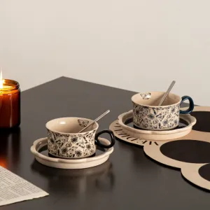 Eco-Friendly Drinkware Ceramic Espresso Cups Set with Handle Stocked Coffee Cups for Home Office