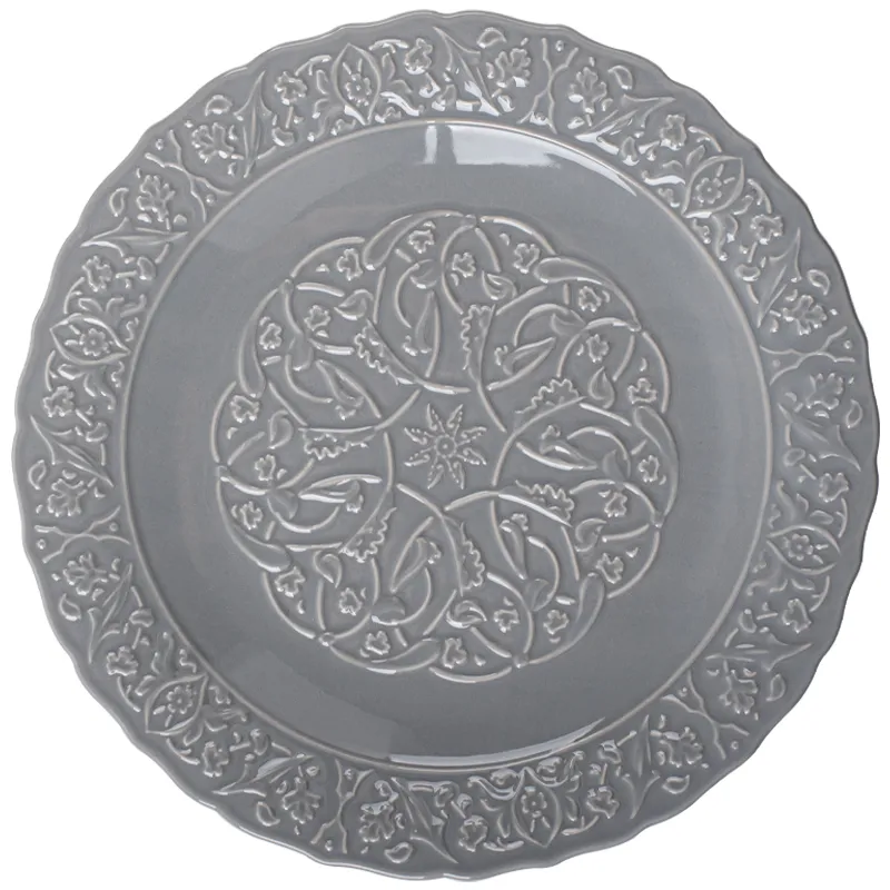 Elegant Ceramic 8 Inch Plate Embossed Porcelain Platter for Luxury Restaurants