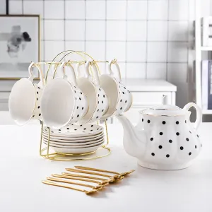 Porcelain Tea Cup and Teapot Set For Luxury Cafe 