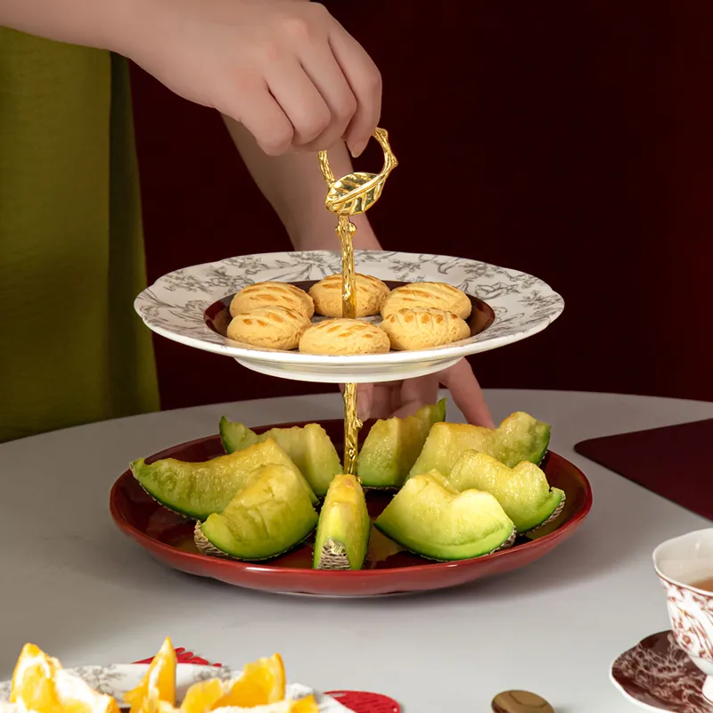 2-Tier Ceramic Wedding Dessert Stand Perfect for Tea Parties