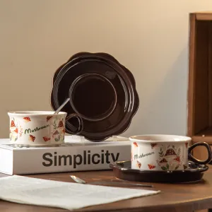 Little Mushroom Ceramic Coffee Cup Set with Handle Stocked for Gift
