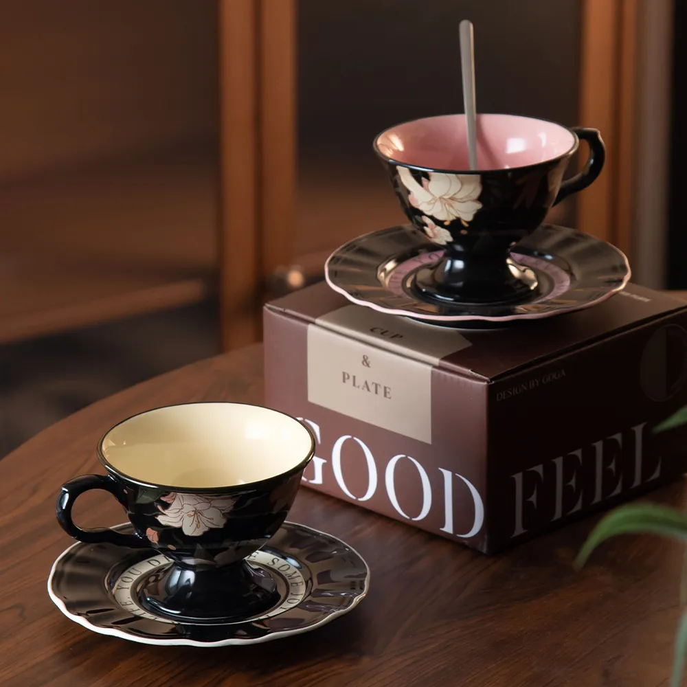 Garden Wonderland Ceramic Mug Floral Fantasy Coffee Cup and Saucer