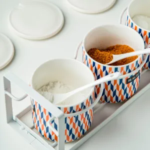 Wholesale Ceramic Spice Container with Spoon Porcelain Spice Tank