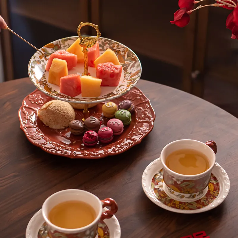 Durable Delights Tray Ceramic Two-Layer Cupcake Plate