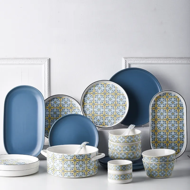 Blue Bohemia Ceramic Dinnerware Set Porcelain Kitchen & Tabletop Stoneware Dinner Set