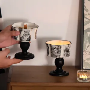 Porcelain Candle Lantern Jar Ceramic Nordic Vintage Style Light Candle Holder