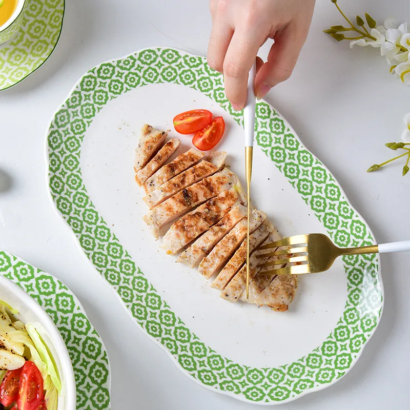 Ceramic Fish Plate Porcelain Long Plate 11.5 Inch for Restaurant Hotel Custom