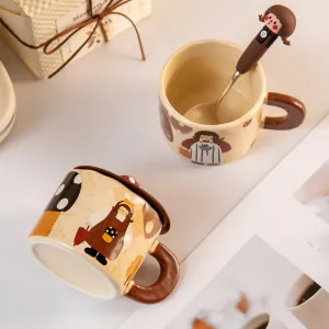 Adorable 350ml Mushroom Design Ceramic Coffee Mug With Lid for Tea & Coffee
