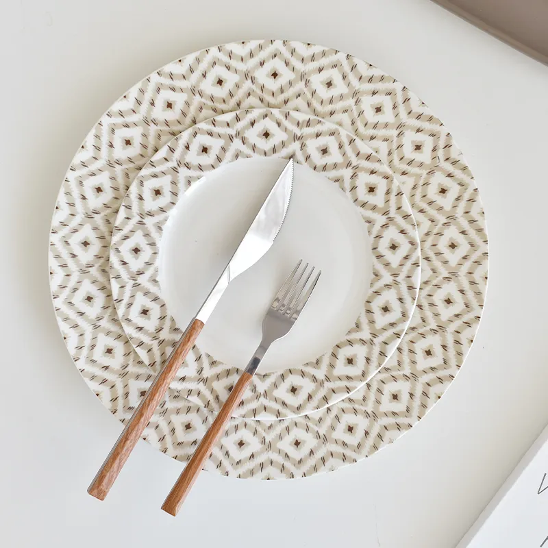 Flower Ceramic Dinner Set Vintage Porcelain Plates for Restaurant