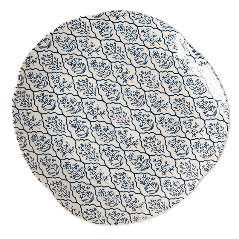 Porcelain Gray Dishes Neo-Chinese Ceramic Flower Plates for Luxury Restaurants