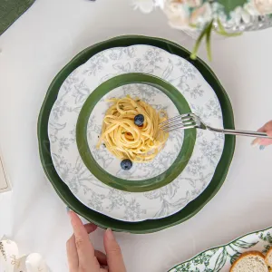 Floral Party Plate Ceramic Dinnerware Eco-friendly Porcelain Dinner Set for 12 People