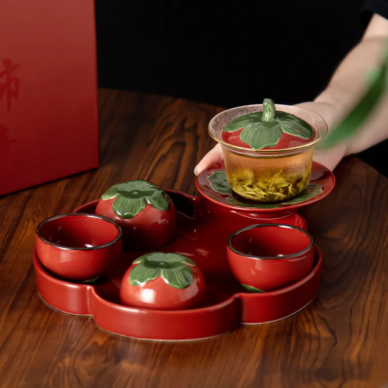 Charm Ceramic Tea Set Good Fortune Chinese Traditional Porcelain Drinkware