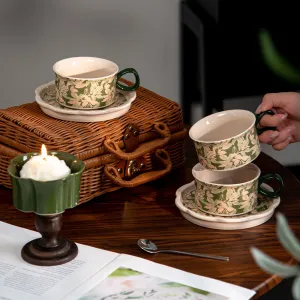 Microwavable Ceramic Coffee Mugs Afternoon Tea Cup and Saucer Set