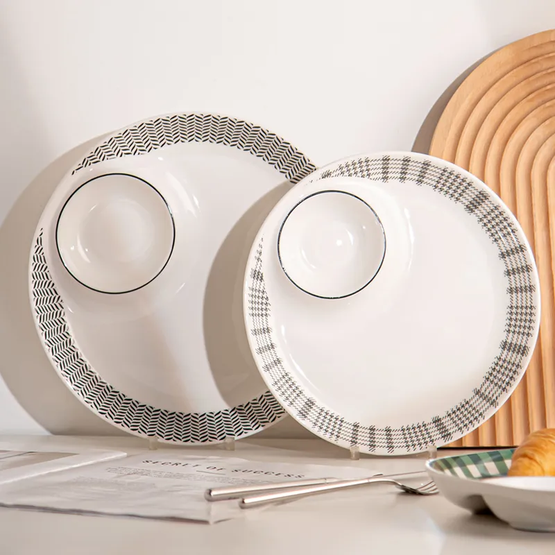 Porcelain Divided Dinner  Set Ceramic Dumpling Plates