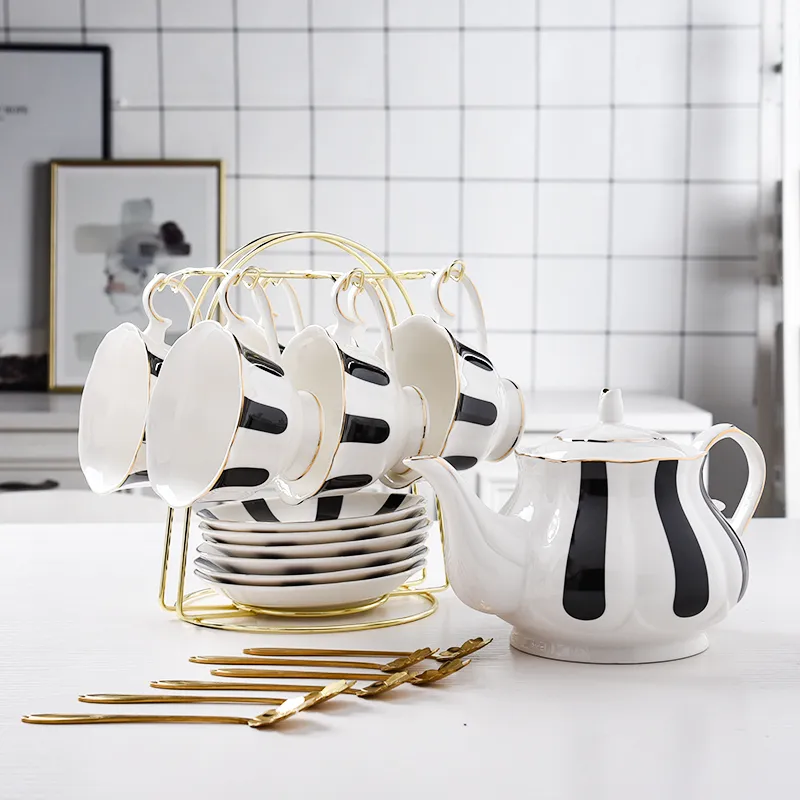 European Porcelain Tea Set Ceramic Kettle and Cup Kit