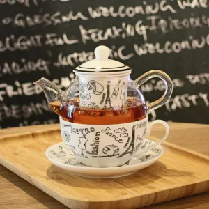 Handmade Ceramic and Glass Tea for One Set Coffee Ceramic Teapot