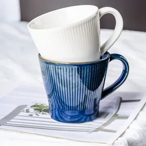 Dad Mug Fathers Day Gift 2025 Ceramic Mug Nordic Porcelain Cup Dark Blue Mugs V-Shape Porcelain White