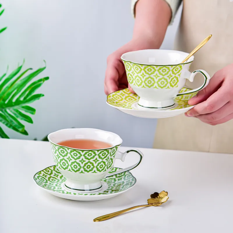 Moroccan Style Ceramic Teapot Set with Infuser Bohemian Cups