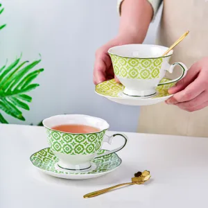 Moroccan Style Ceramic Teapot Set with Infuser Bohemian Cups