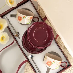 Microwavable Ceramic Coffee Set With Saucer and Gift Box 