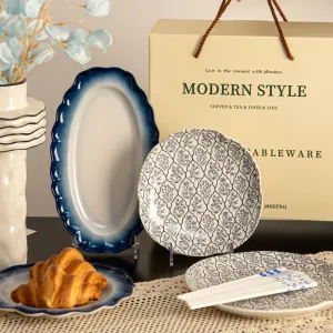 50pcs Porcelain Dinnerware Set for 10 People Ceramic Tableware Set for Gift