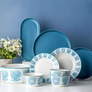 Popular White Blue Good Looking Porcelain Dinner Sets