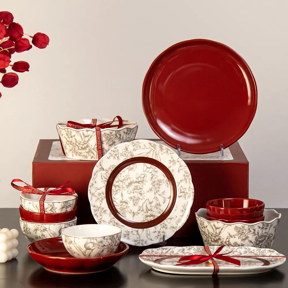 Ramadan Ceramic Dinner Set Porcelain Dinnerware Wedding Floral Bowl Plate
