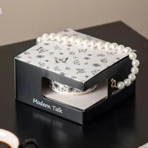 High-end Gift Butterfly Design Tea & Coffee Mug Set with Pearl Gift Packaging