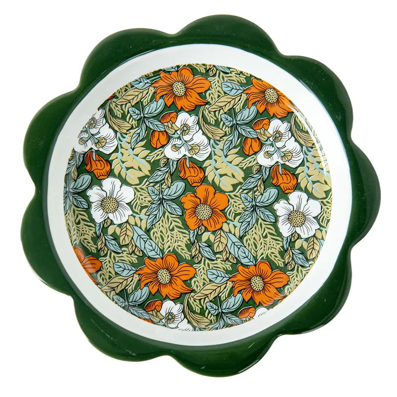 Green Flower Shape Elegant Premium Ceramic Plate and Bowl Set