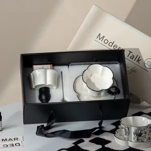 Ceramic Aromatherapy Set with Scented Candle Holder and Teacup Elegant Gift Box