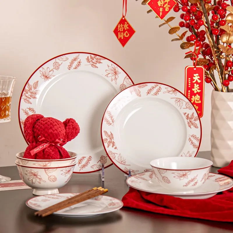 Elegant Red Tableware Set