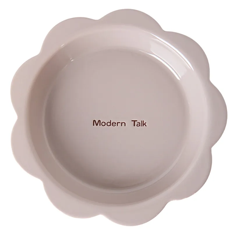 Modern Talk Latte Ceramic Tableware Set Flower-Edge Plates Bowls