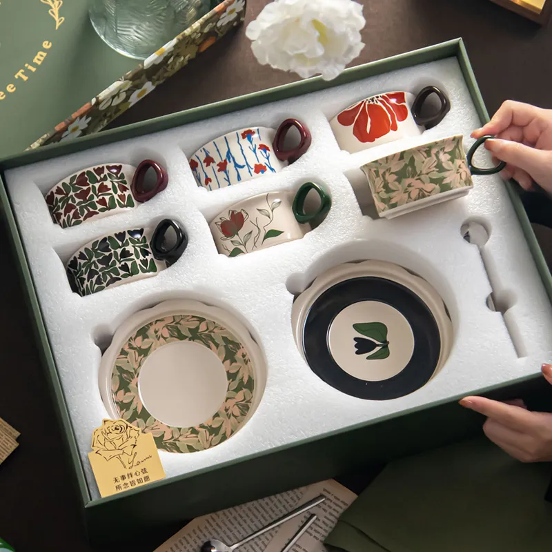 Nordic Ceramic Coffee Cup and Saucer Gift Set