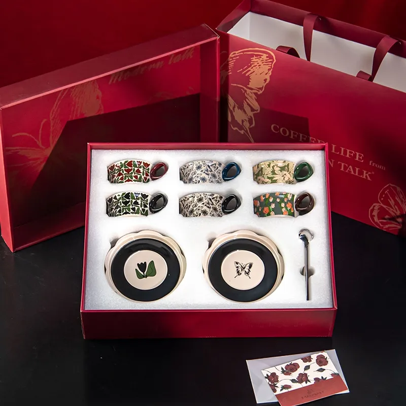 6-Piece Floral Mug Set in Luxury Gift Box